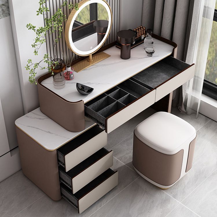 Contemporary 30.7" Height Slate Top Table Makeup Vanity with Drawers