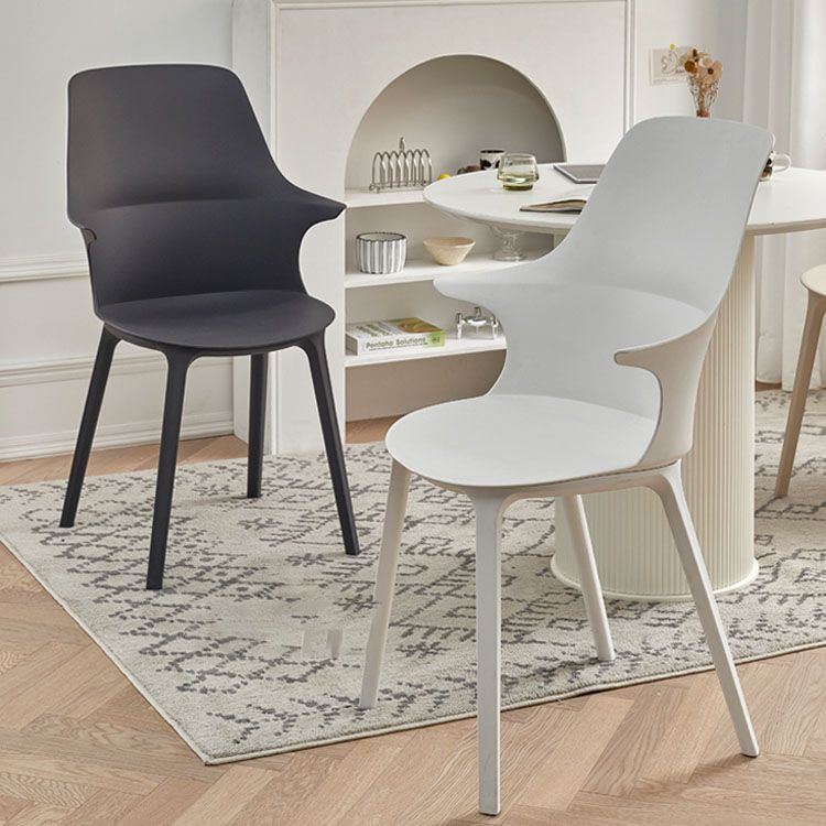Plastic Side Chair Scandinavian Style Arm Solid Back Chairs for Home