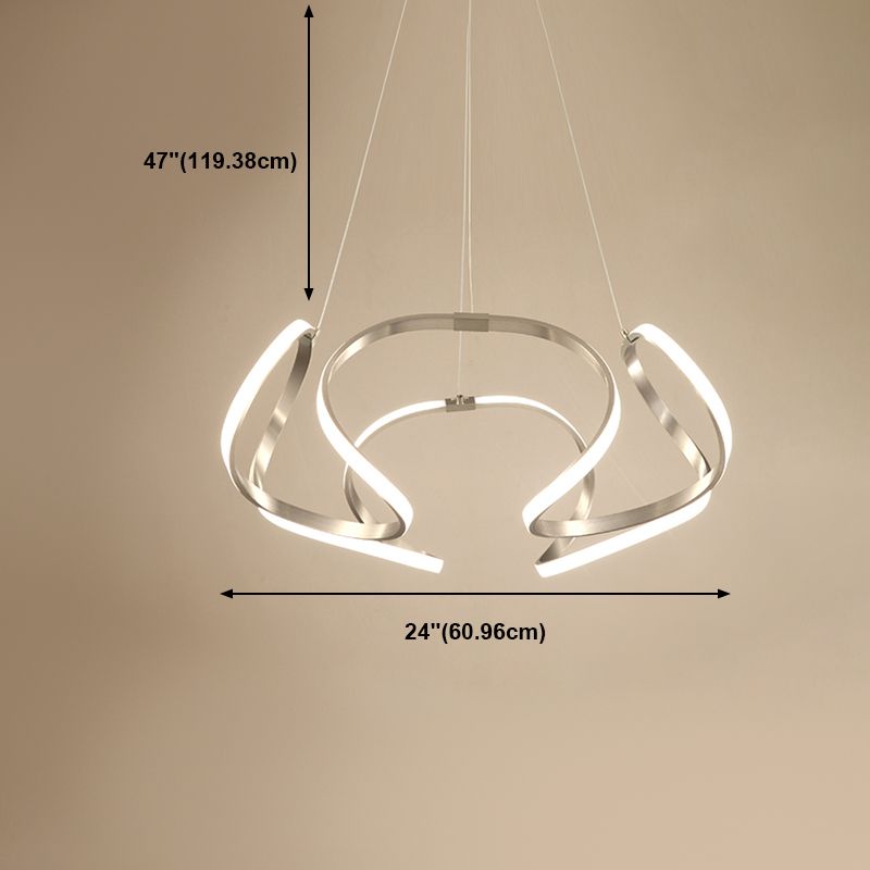 Twisted Shade Chandelier Light Modern Metal 1 Light Chandelier Lighting Fixture in Chrome