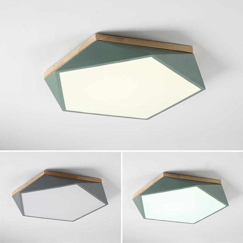 Pentagon Shape LED Ceiling Lamp Macaroon Modern Simple Style Iron Flush Mount for Bedroom
