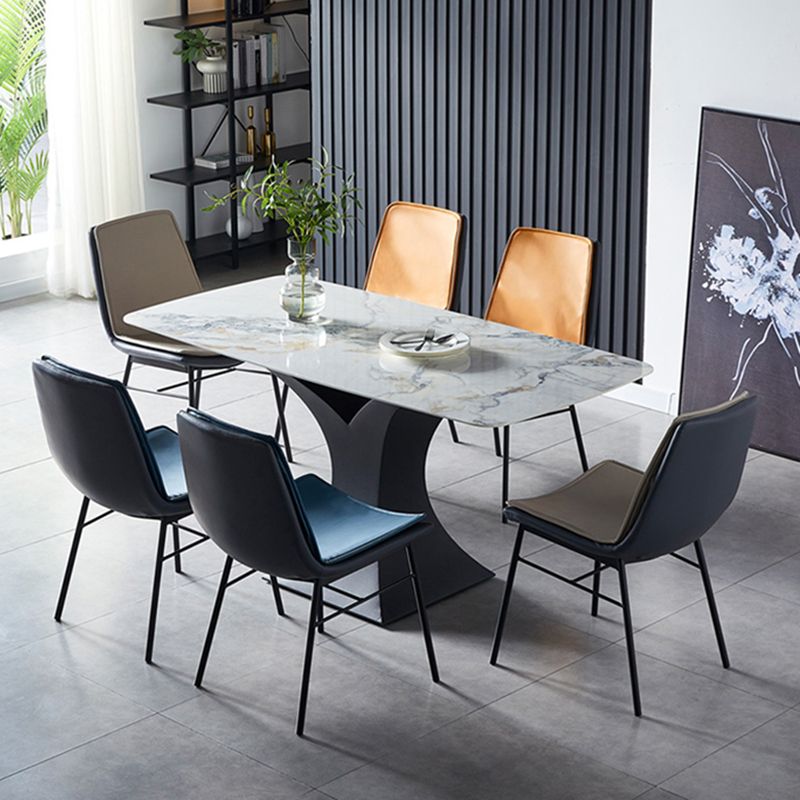 Imitación de cuero del diseño industrial que cena la silla sólida sin brazos de la parte posterior