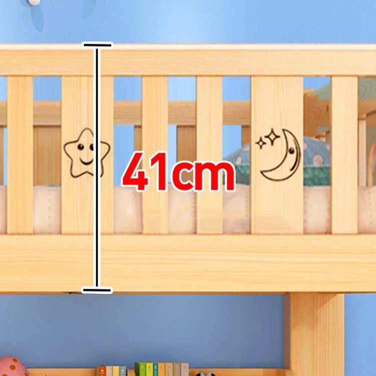 Solid Wood Scandinavian Kids Bed Gender Neutral Bunk Bed with Shelves