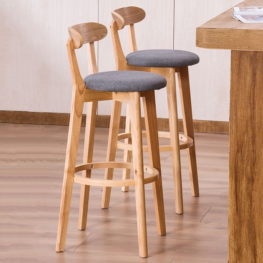Contemporary Bar Stool Armless Wood Low Back Bar Stool with Footrest