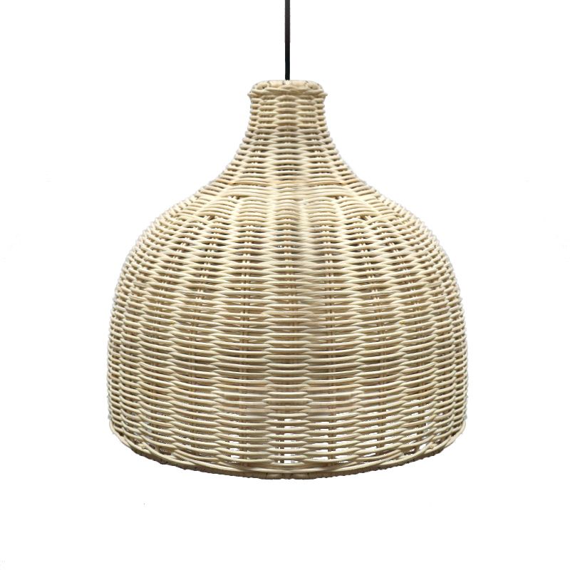10 "/14" breites Asien -einzelner Anhänger leichter Beige Cloche Deckenhängung Lampe mit Bambuslampenschatten