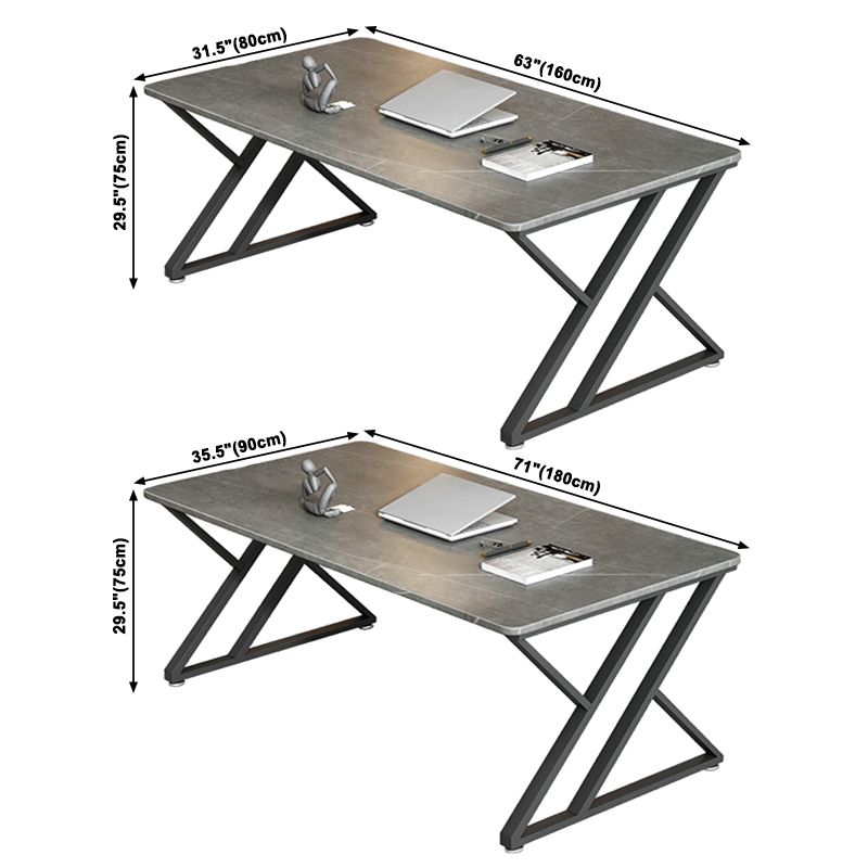 Rectangle Casual Dining Table Grey Tone Fixed Table with Sintered Stone
