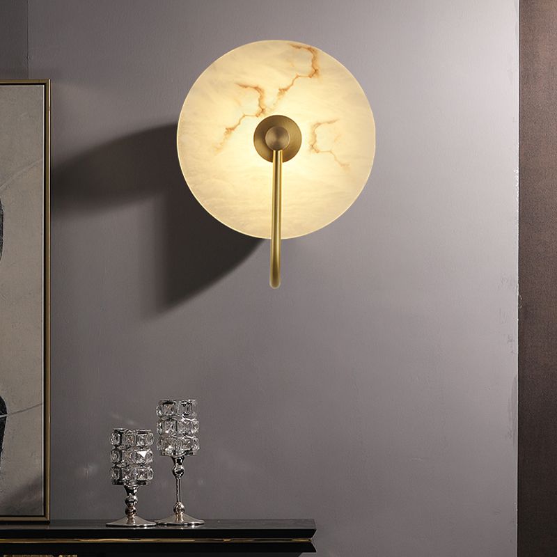 Nordic Style Wall Light Round White LED Wall Sconce with Mica for Living Room