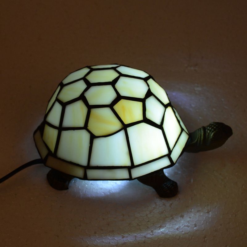 Turtle Shaped Nightstand Lamp Tiffany Style Stained Glass 1-Light Bedside Table Light