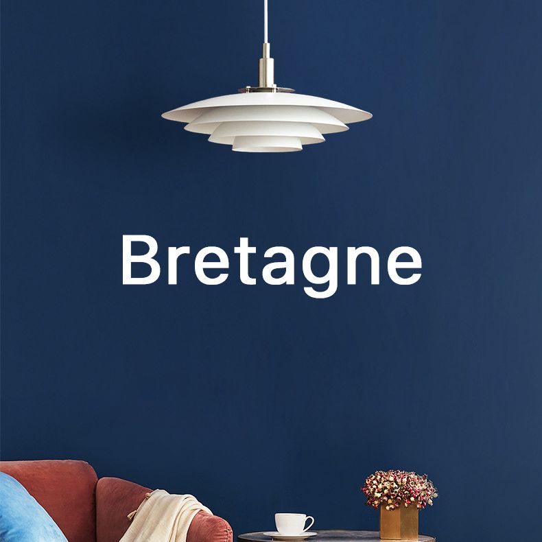 Nordic Style Minimalist Flying Saucer Hanging Light 15" Wide White Metal Single Bulb Lighting Fixture in Bedroom