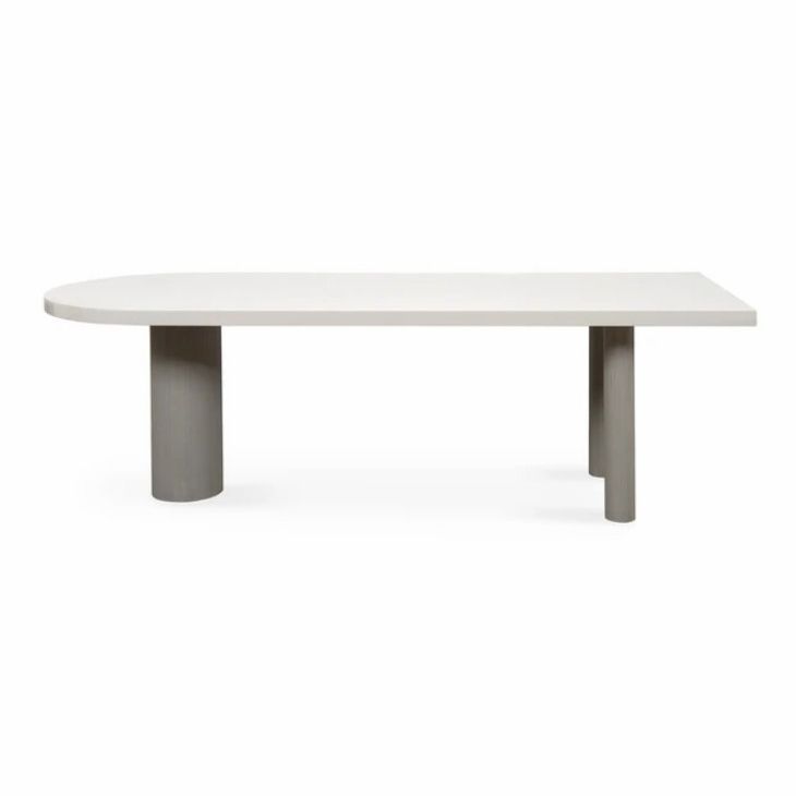 Freiform-Esstisch im minimalistischen Stil, fester Weißton-Tisch mit 3 Beinen