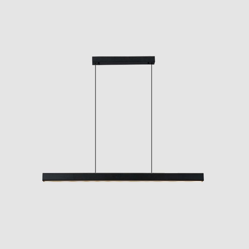 Black Metal Island Light Fixtures Modern Linear Restaurant Hanging Lamp with Acrylic Shade