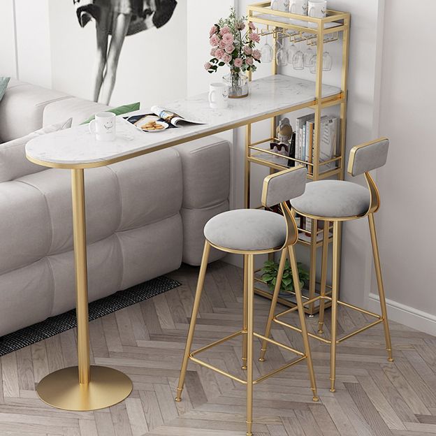 Faux Marble Bar Table Set Glam Style 1/2/3 Pieces Counter Table for Indoor