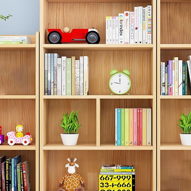 Modern Floor Vertical Bookshelf Brown Closed Back Wooden Shelf Bookcase for Bedroom