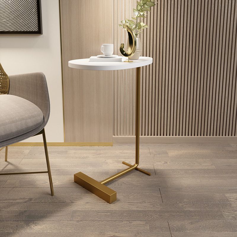 Modernistic Metal C Side Table Geometric Side End Table with Marble Top