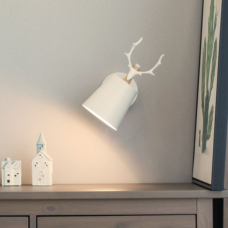 Rotatable Contemporary Antlers Wall Sconce Metal 1 Light White Wall Lamp for Hallway