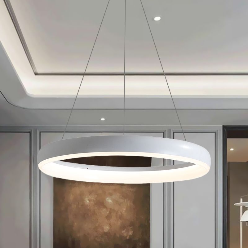 Anello a sospensione del lampadario Minimalista in metallo bianco/nero LED LED LEDULUM LIGHT in luce bianca/calda, 16 "/23,5" /31,5 "Dia