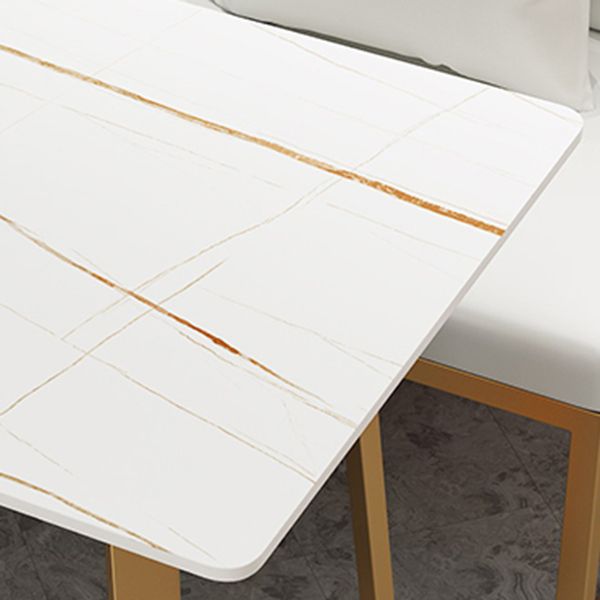 Traditional Luxury Dining Table White Sintered Stone Table with Metal Base