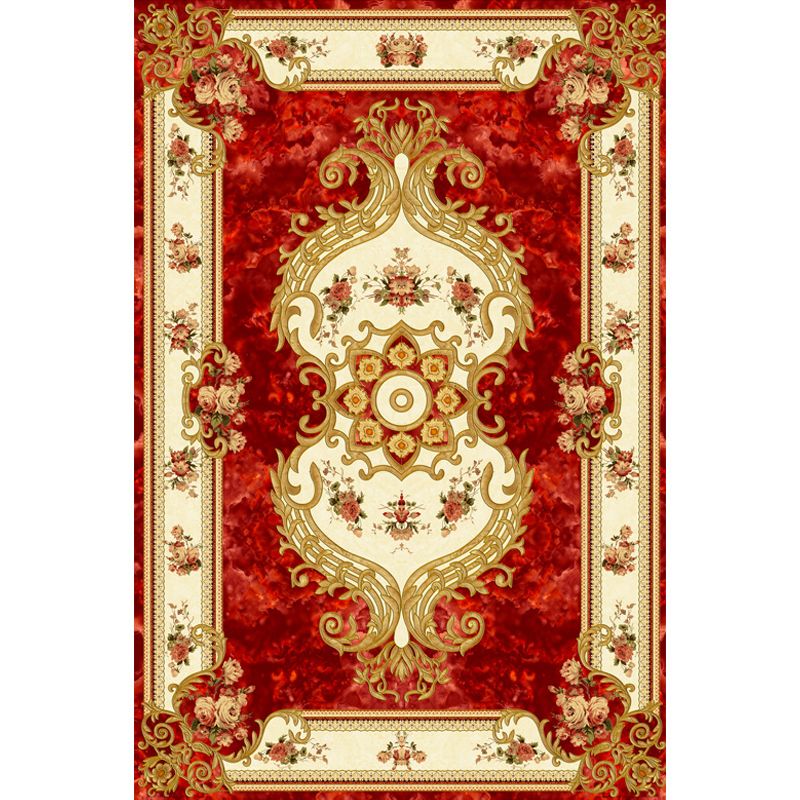 Traditioneller Teppich Teppich mehrfarbig Blumenmuster Teppichfleckfest -Resistant Polyester Teppich für Wohnkultur