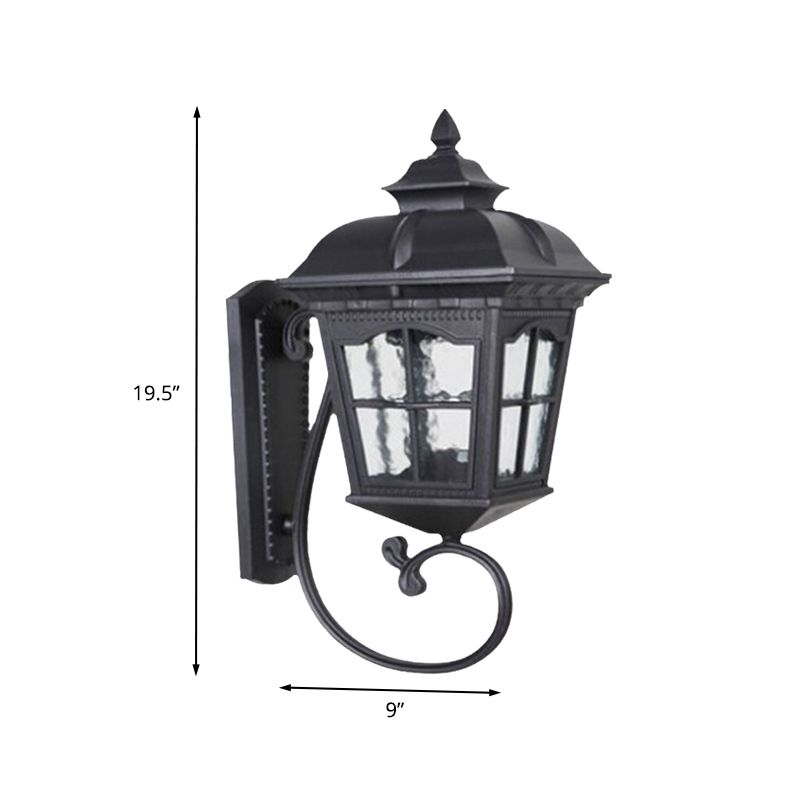 Aluminum Black Wall Mount Lighting Geometric 1-Head Lodges Wall Lamp with Water Glass Shade
