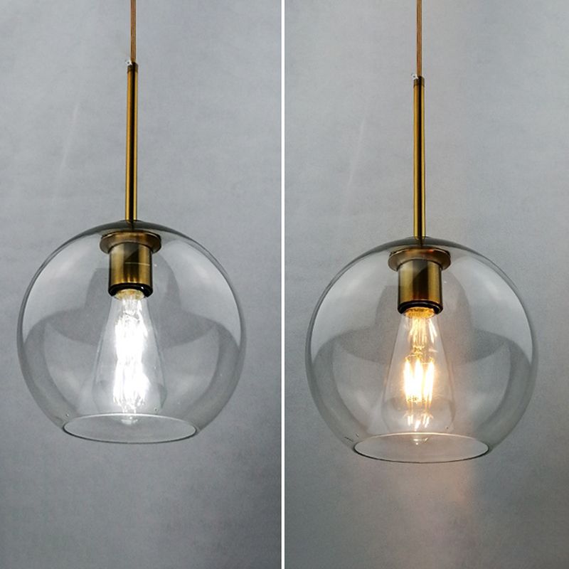 Modern Concise Globe Pendant Light Electroplate Copper Hanging Lamp with Glass Shade