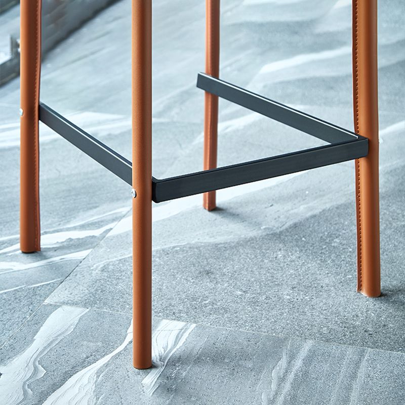 Scandinavian Leather Counter Stools Metal Bar Stool for Home Use