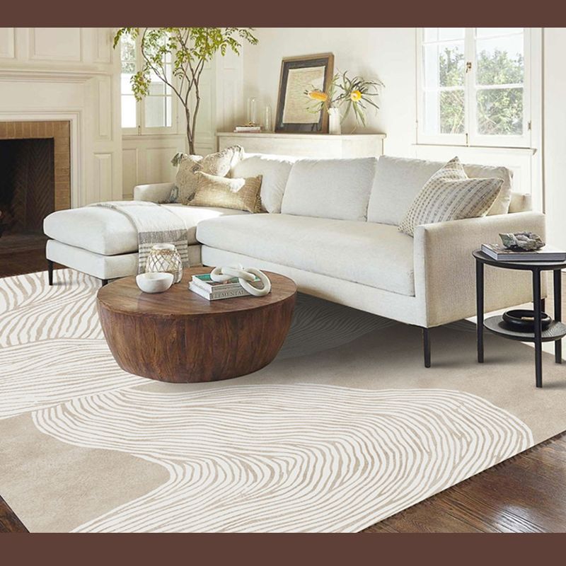 Couleur solide élégante Polyester moderne Polyester Bandeau à bande intérieure Rapis résistant aux taches pour la décoration intérieure