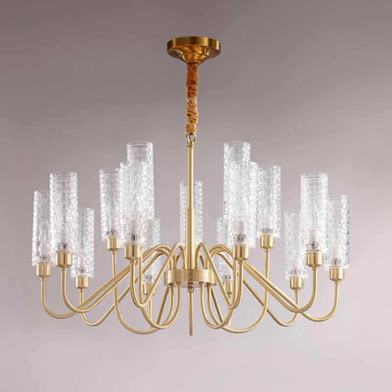 American Style Chandelier Glass Multi Light Hanging Light with Brass for Bedroom