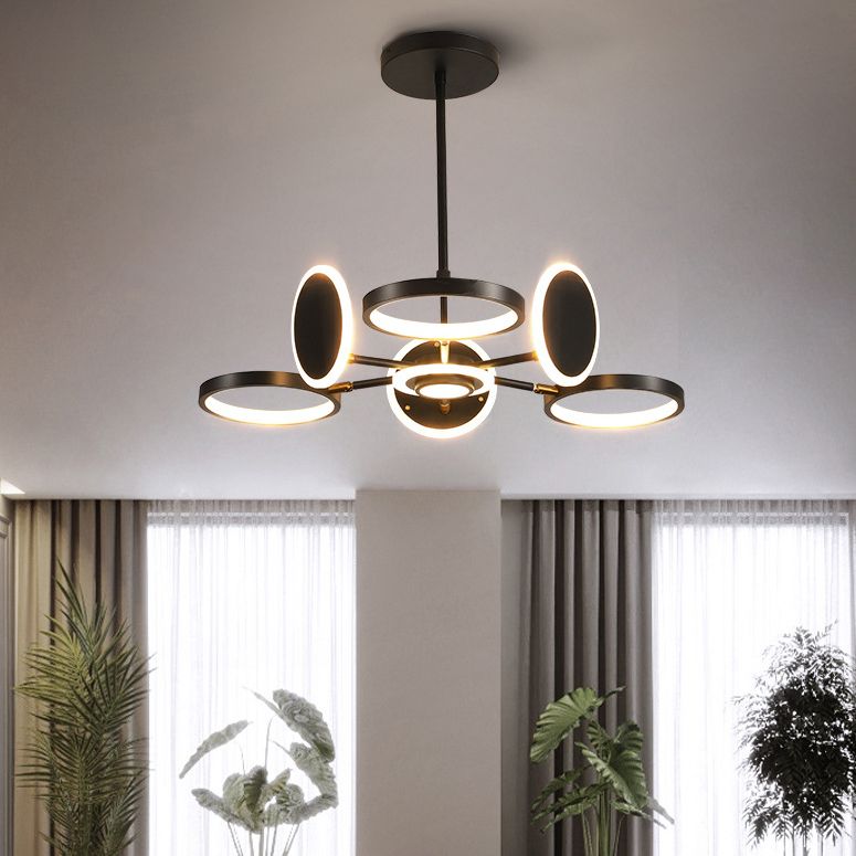 Postmoderne stijl LED kroonluchter licht multi -lichten metaal acryl hanger licht voor woonkamer