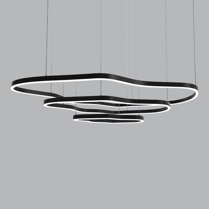 Iluminación moderna de comedor anillos múltiples accesorios de iluminación de araña