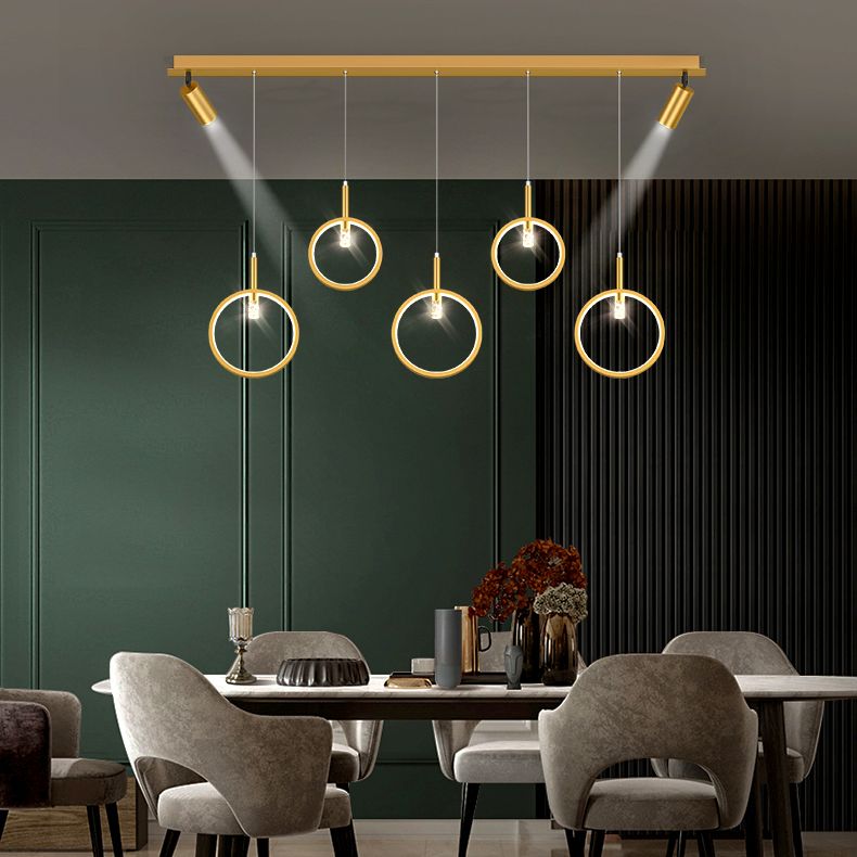 Modern Creative Linear Island Pendant Light Wought Iron Indoor LED Ceiling Light with Acrylic Shade