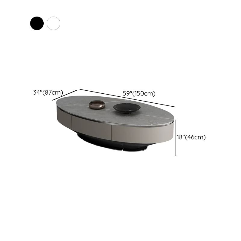 Glam Pedestal Base Coffee Table with Stone Top and Metal Base
