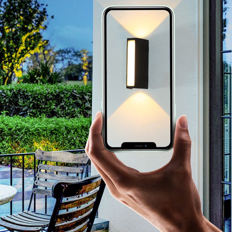 Simple Wall Sconce Rectangle Outdoor Sconce Light Fixture in Black