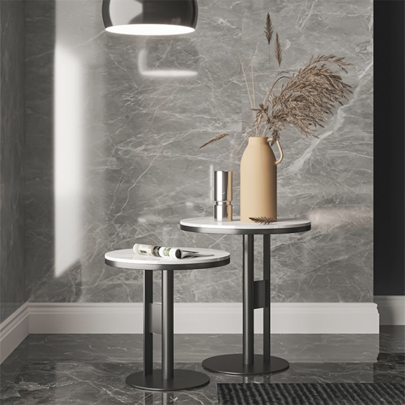 Contemporary Accent Side Table Round Pedestal Living Room Metal Corner Table