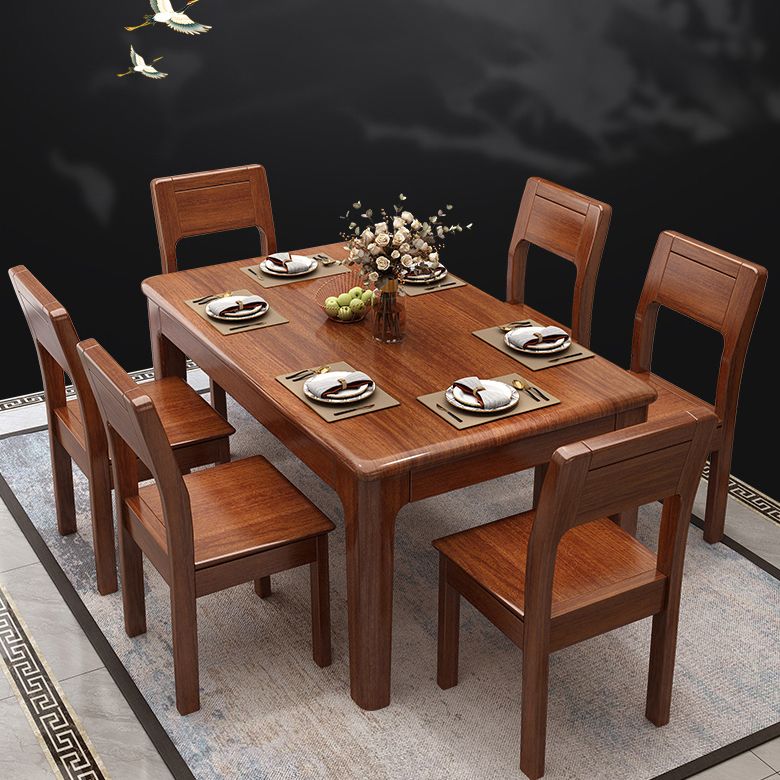 Solid Wood Mid-Century Modern Table Wood Top Table for Dining Room