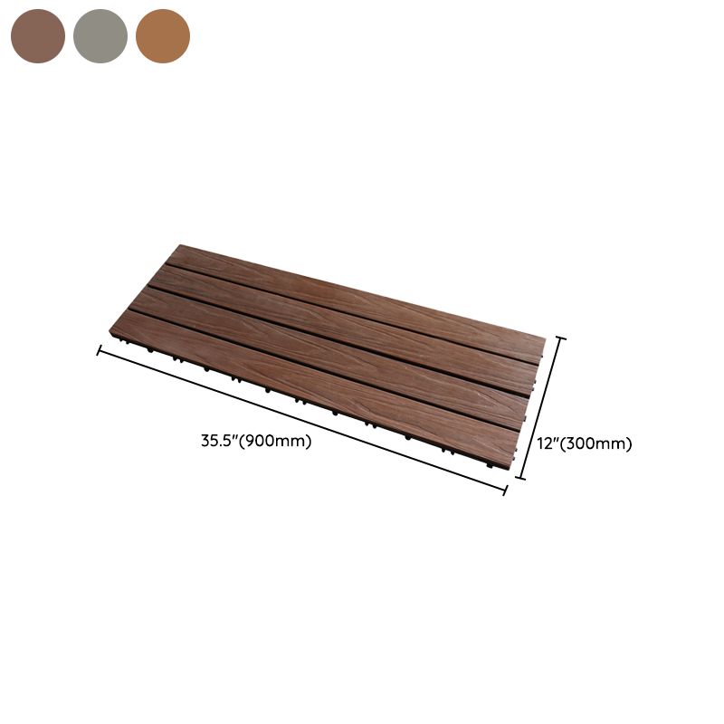 Tradition Square Wood Tile Wire Brushed Brown Engineered Wood for Patio Garden