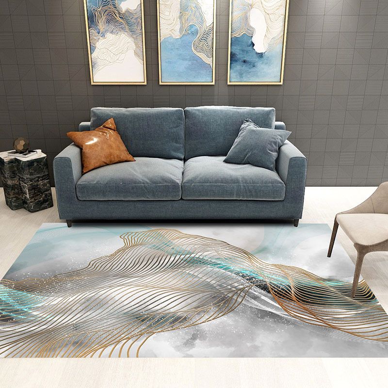 Leisure Polyester Carpet Modern Abstract Pattern Indoor Rug Anti-Slip Area Rug for Living Room