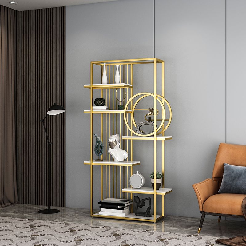 Glam Metal Shelf Bookcase Open Back Bookcase for Home Office