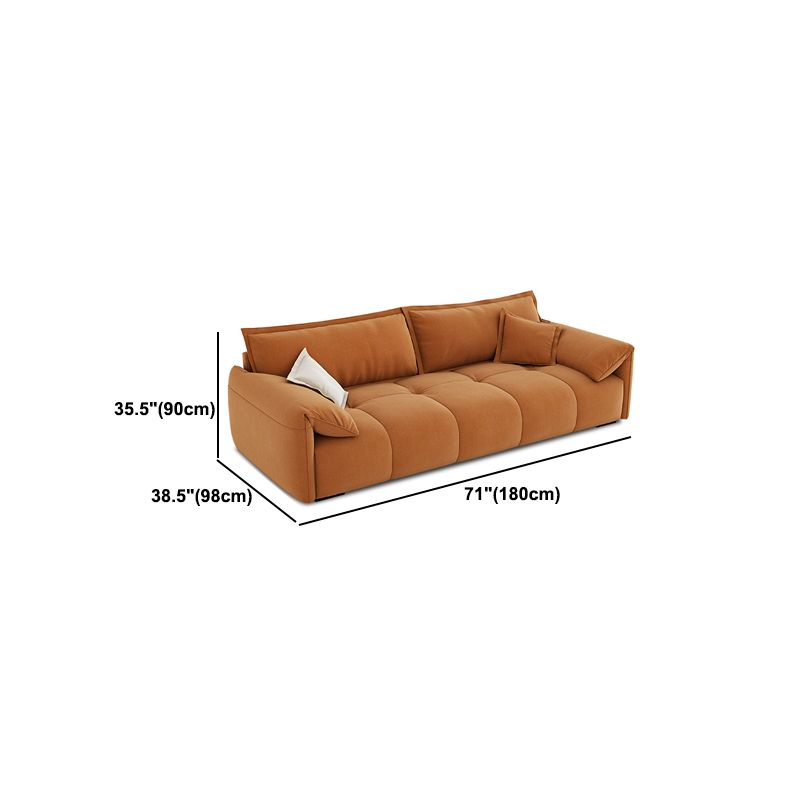 Tufted Loose Back Sofa with Chaise Nordic Pillow Top Arm Sofa in Orange and White