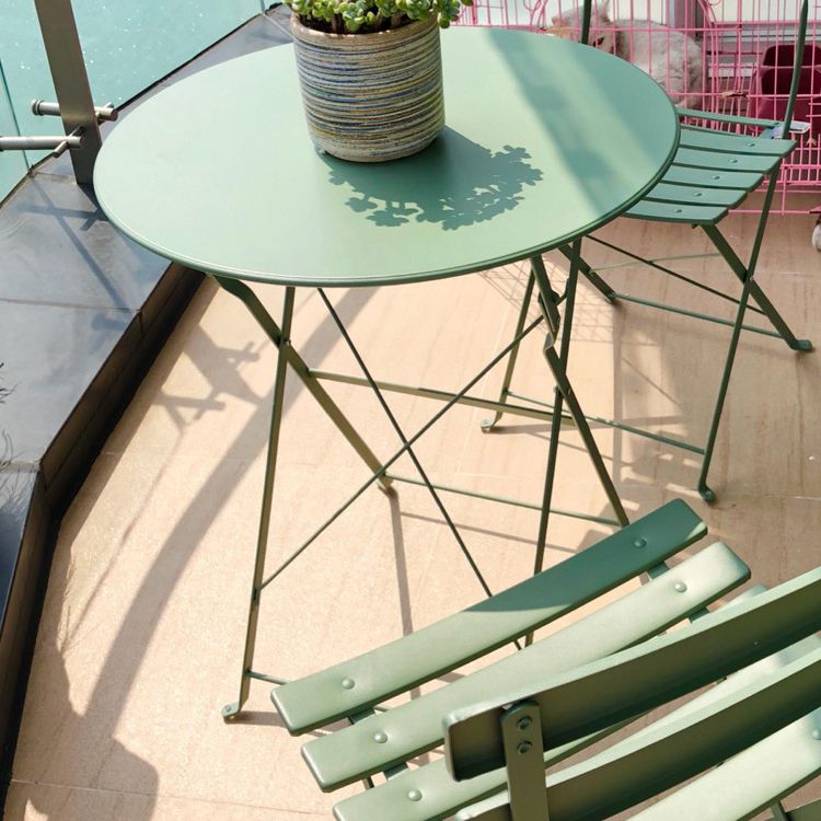 Boho Style Dining Set Metal Round 3 Pieces Patio Dining Table Set