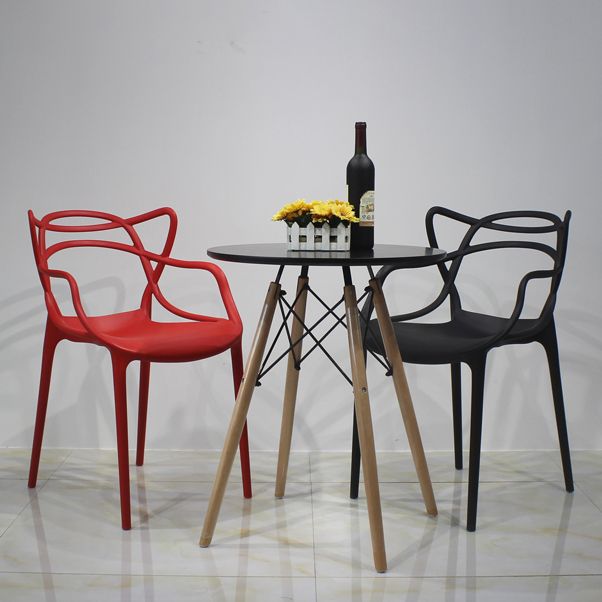 Sillas de comedor estilo Glam, sillas laterales de plástico para cocina y comedor (juego de 4)