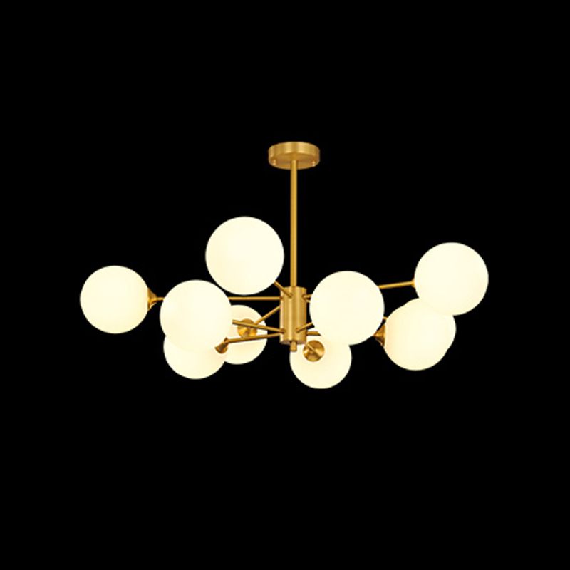 Lampadario globo nordico oro multi luce appesa alla luce con vetro bianco per camera da letto