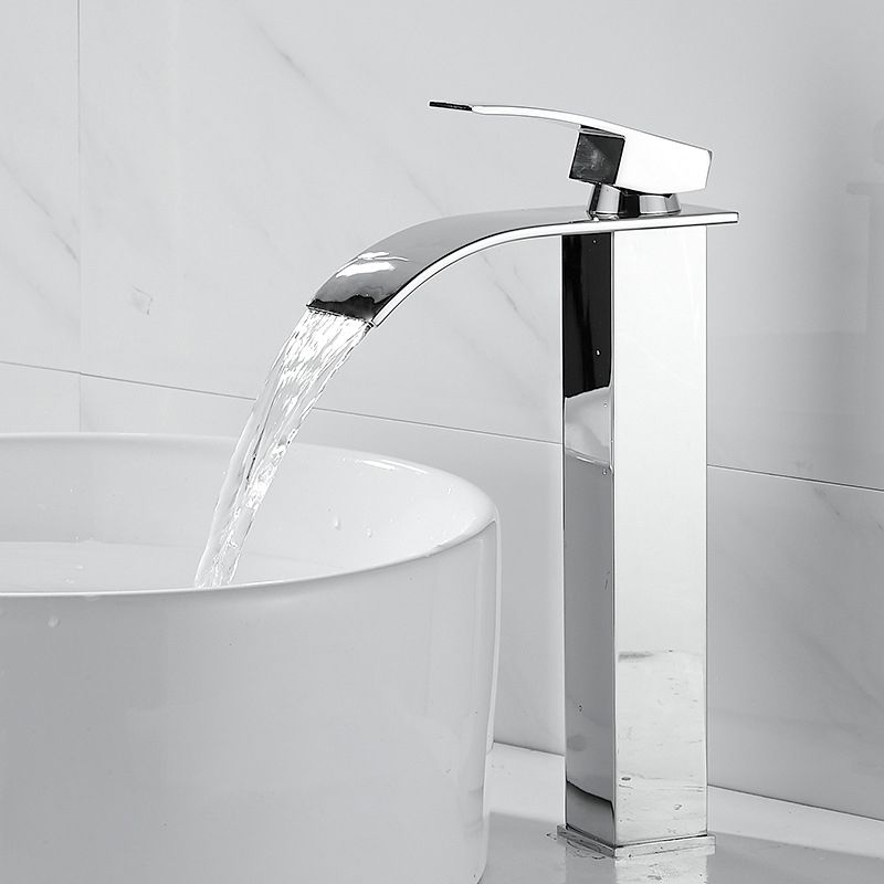 American Style 1 Handle Waterfall Basin Faucet, Bathroom Water Sink Faucet with Drain