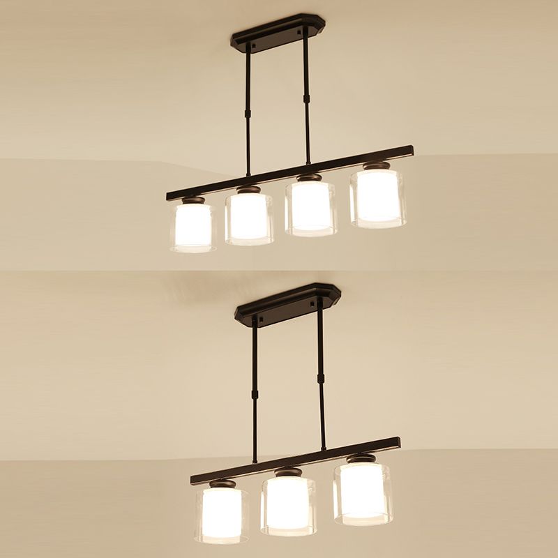 Cilíndrico de techo de la isla de vidrio lámparas de comedor industrial lámparas de la isla