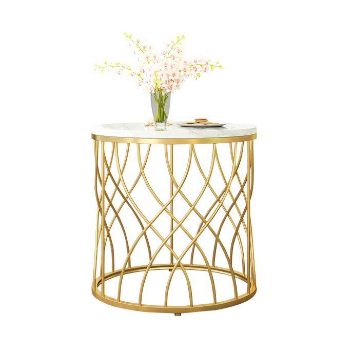 Traditional Luxury Round Dining Room Table Sintered Stone Table with Gold Pedestal Base