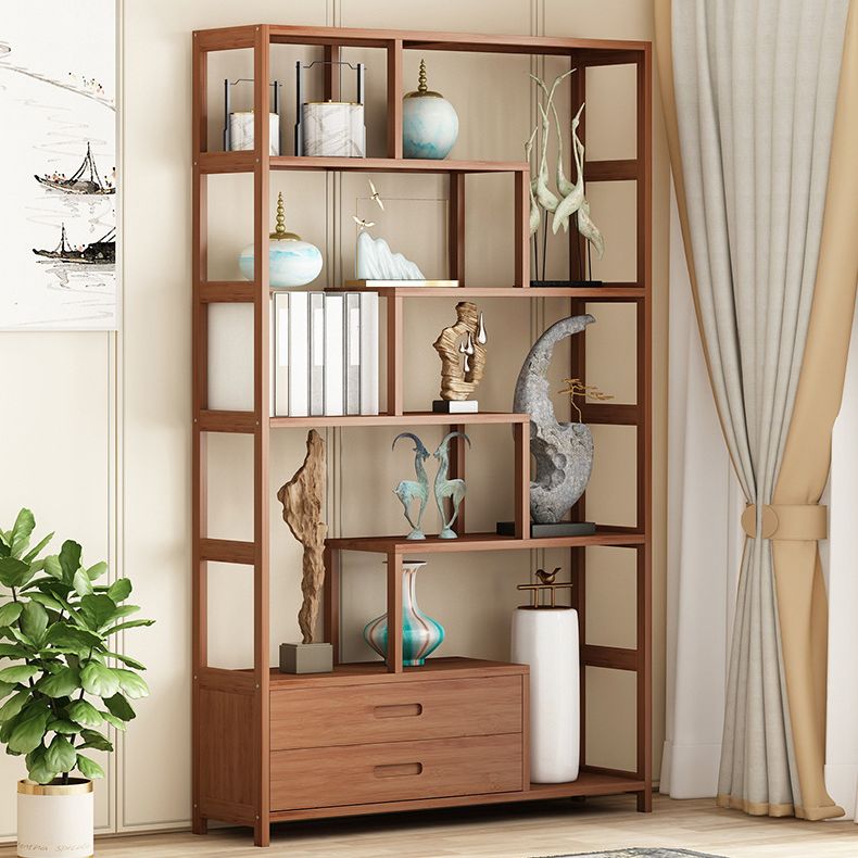 Etagere Shelf Bookcase Brown Vertical Bookshelf for Home Office