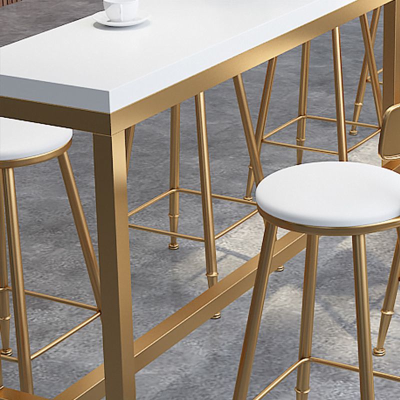 Glam Style Rectangle Bar Table Pine Solid Wood Bar Height Table with Footrest