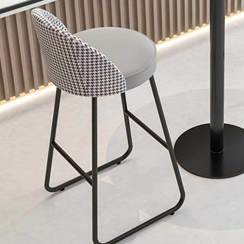 Industrial Leather Counter-height Stool Footrest Shop Dining Stool with Metal Base