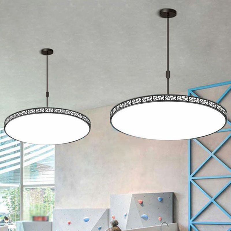 Metallic Hollow-Carved LED Suspension Light Modern Style Chandelier Lighting for Conference Room