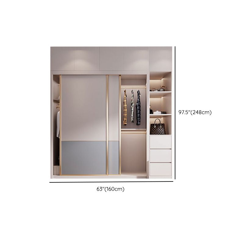 Bedroom Wooden Wardrobe Armoire Coastal Style Sliding Doors Storage Cabinet