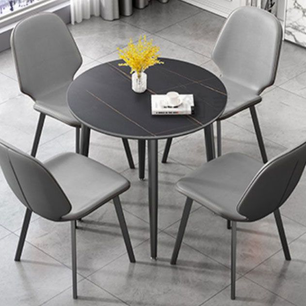 Mesa de comedor industrial de metal mesa de piedra sinterizada con 4 patas