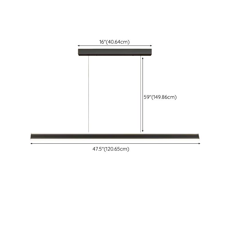 Modern Style Linear Shape Island Pendants Metal Pendant Lights in Black for Dining Room